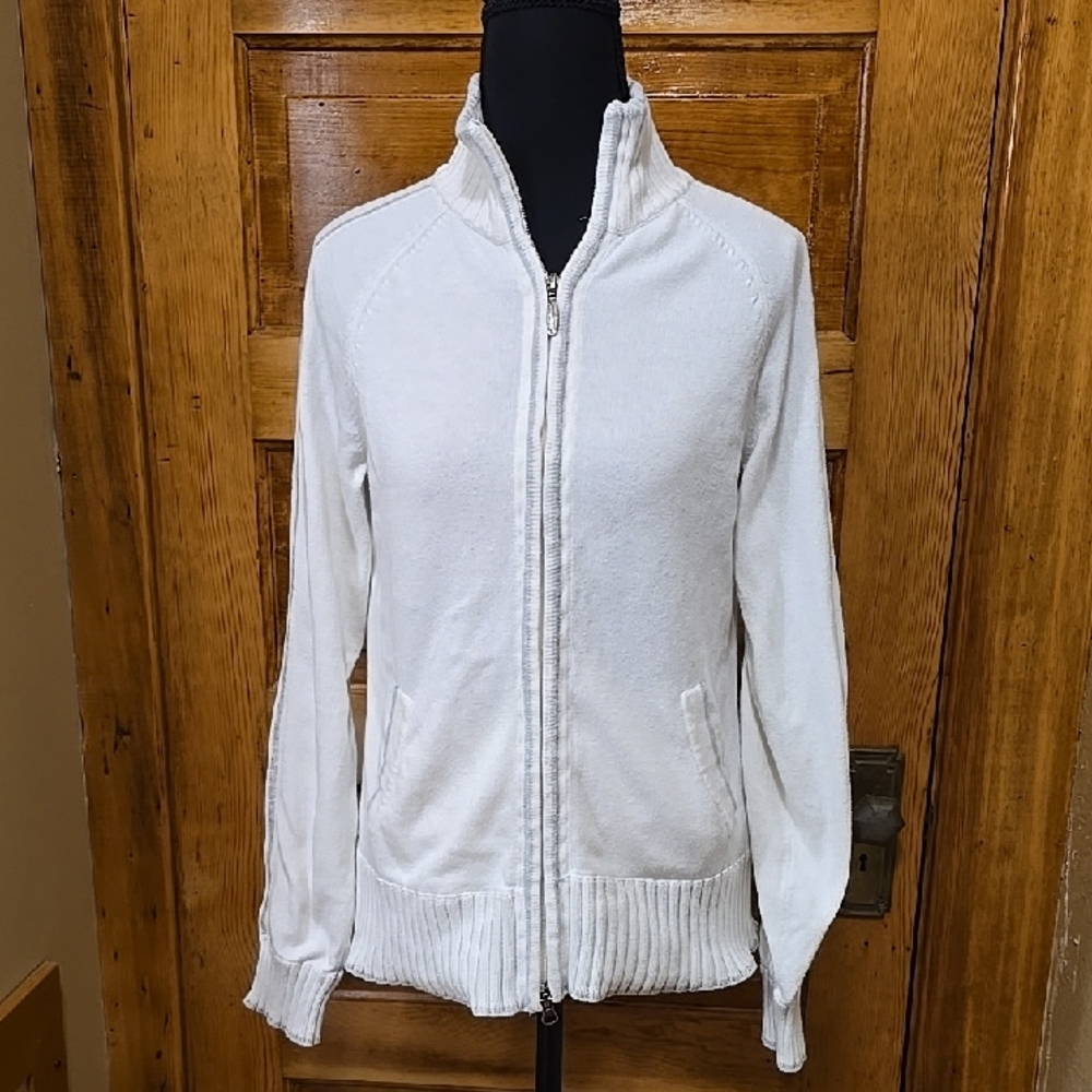 Eddie Bauer Sport Long Sleeve Cream Zip-Up Sweater M